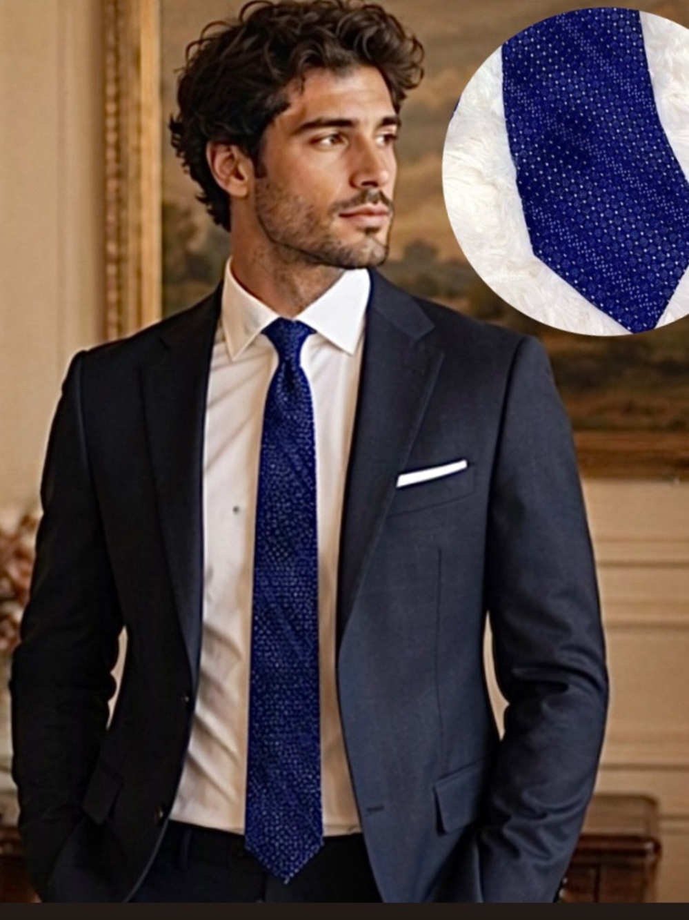 🌷 Donna Karan🌷100% Silk Navy Blue Tie